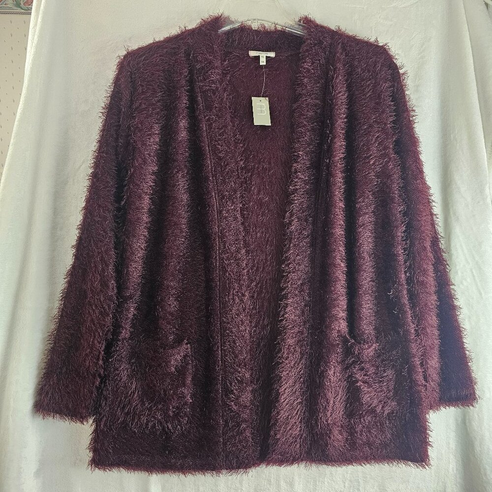 Maurices Merlot Drape Front Cardigan Medium Pockets Burgundy Long Sleeve Winter